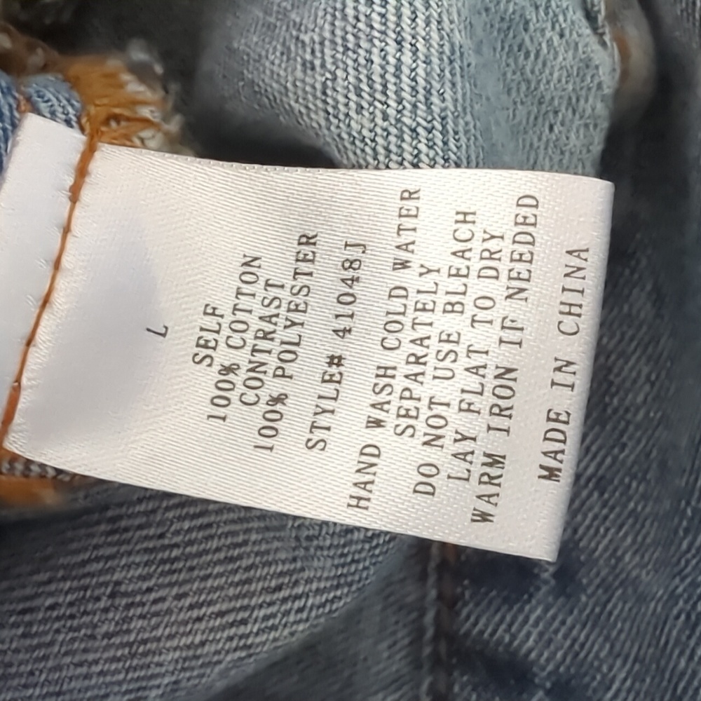 BLUE B COLLECTION I Boutique Denim & Plaid Flannel Contrast Jean Jacket, L - Picture 12 of 15